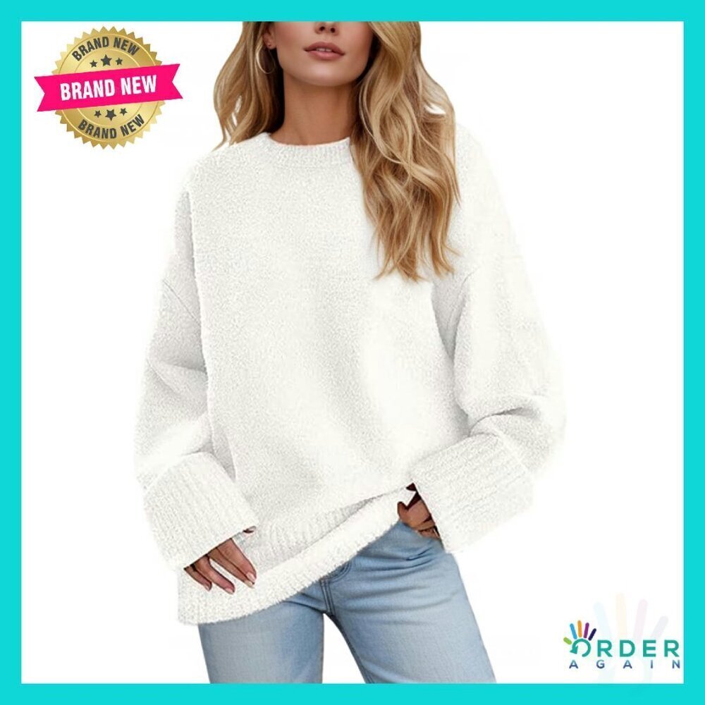 Oversized Chunky Knit Pullover Sweater Fuzzy Warm Fall Winter Casual